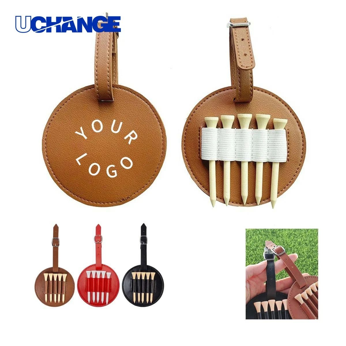 Leather Golf Tee Holder with Ball Stand Organizer 1