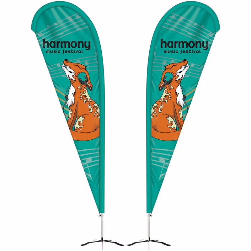 10' Double Sided Teardrop Banner w/ Premium Hardware & Cross Base