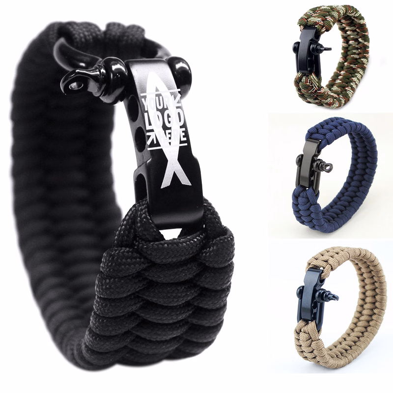 Stainless Steel Adjustable Shackle Savior Survival Gear Paracord Bracelet