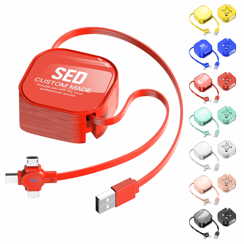 Retractable Multifunctional Phone Holder And 3-In-1 Data Cable