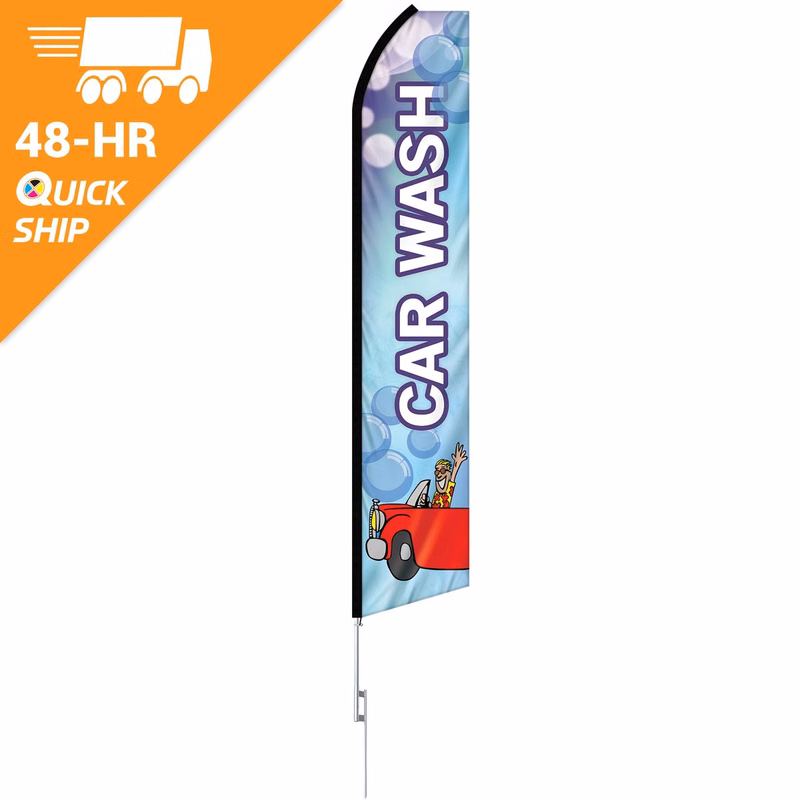 48 - Hour 12' Digitally Printed Custom Swooper Banner w/ 15' Swooper Pole