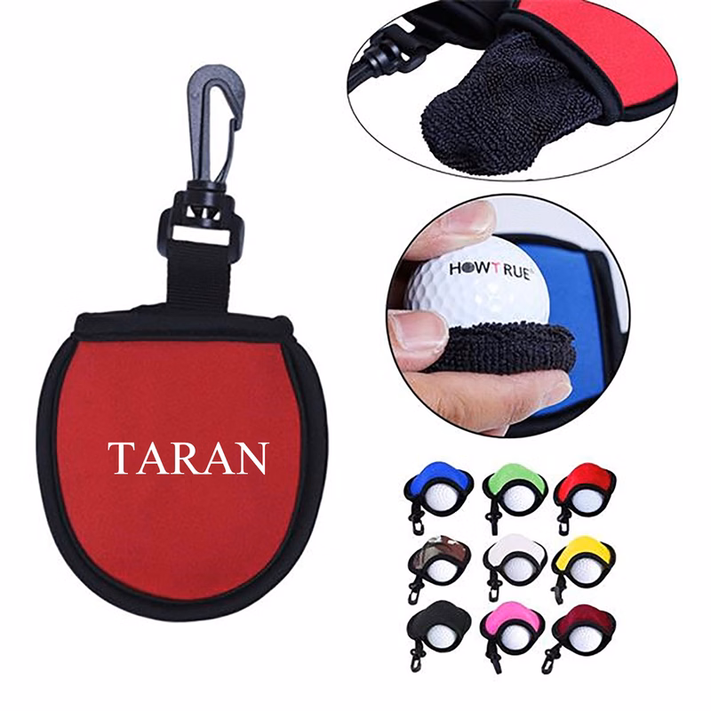 Custom Portable Golf Ball Cleaner Pouch With Hanging Clip