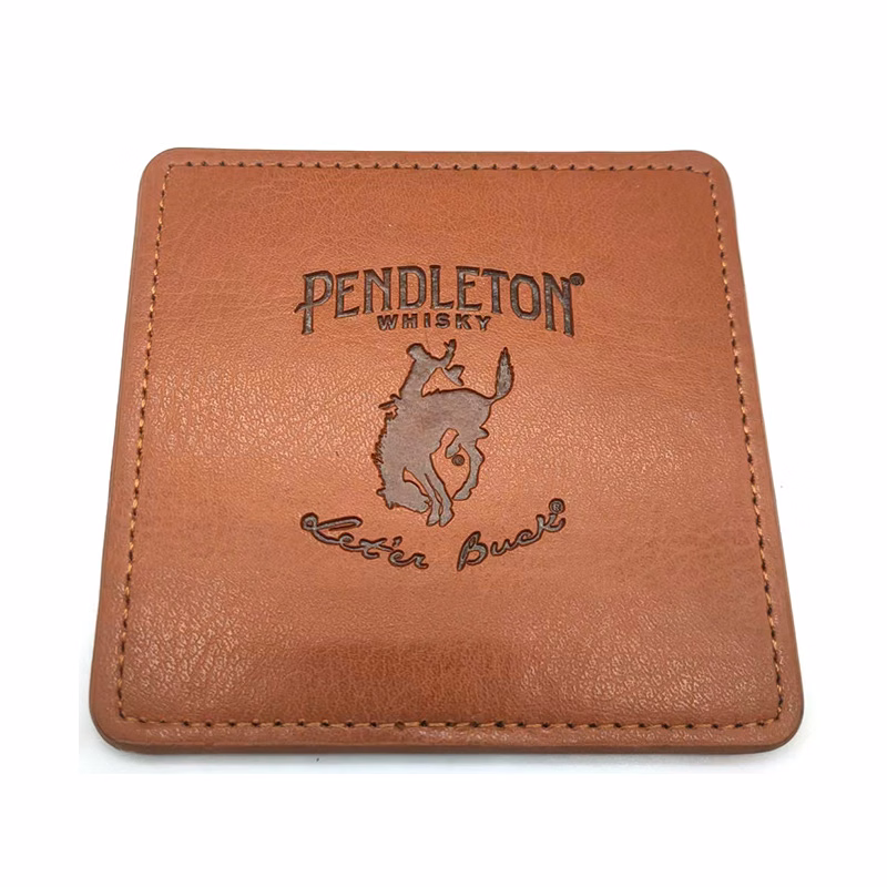 Custom 4" Square/Round Debossed PU Leather Coasters