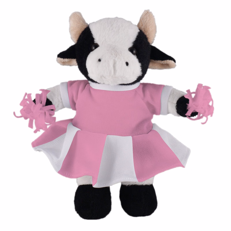 Soft Plush Stuffed Cow with Cheerleader Outfit