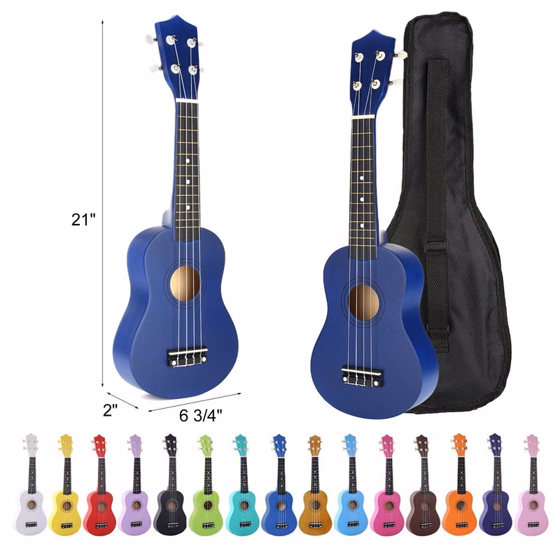 21" Colored Basswood Ukulele With Carry Bag