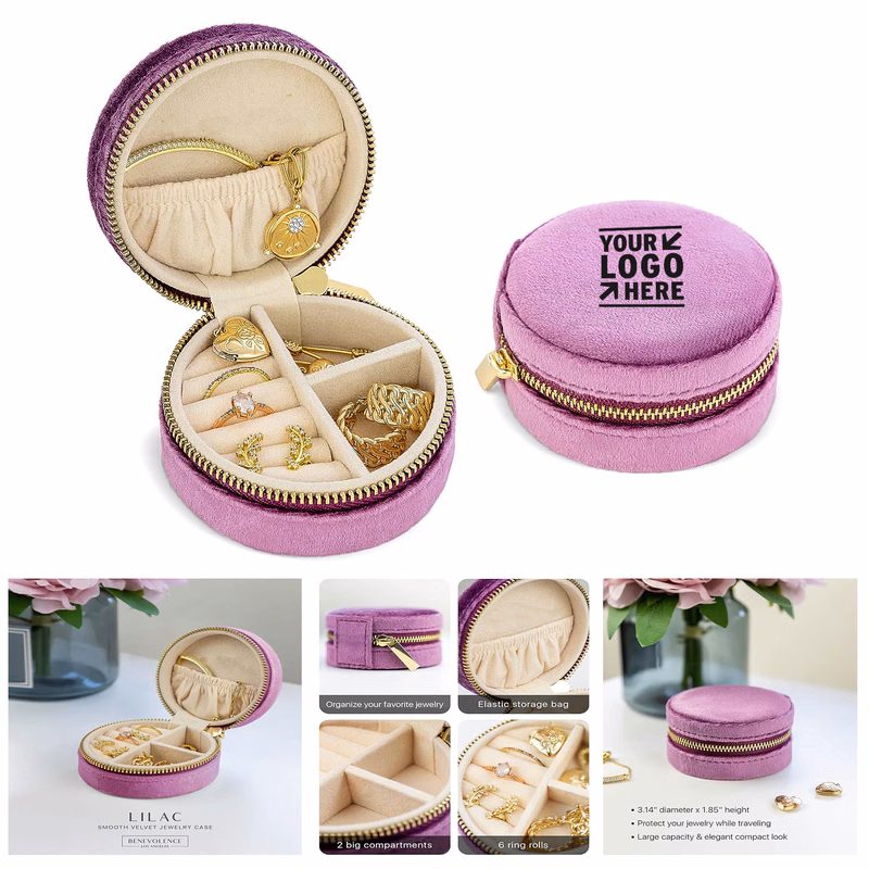 Plush Velvet Travel Mini Jewelry Box Organizer Necklace Ring Earring Case