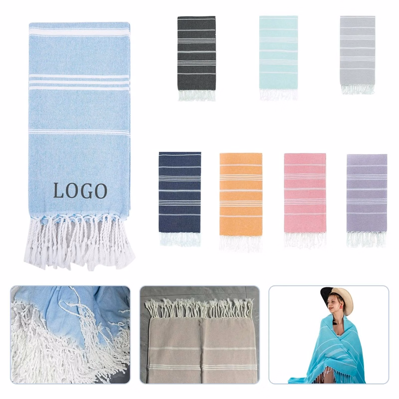 100% Turkish Summer Fun Monogrammed Pestemal Beach Towel