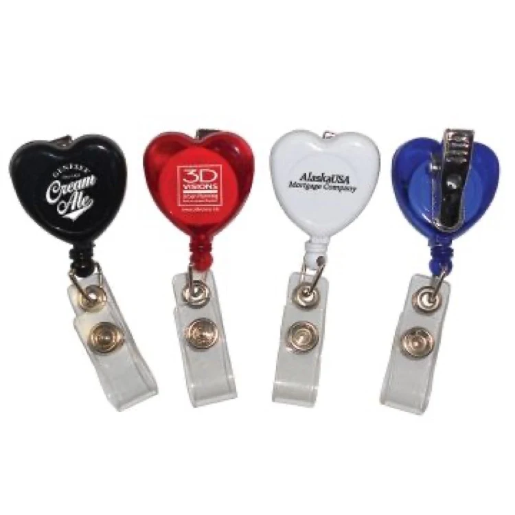 Retractable Swirl Heart Badge Holder w/ Alligator Clip (3 Days) 1