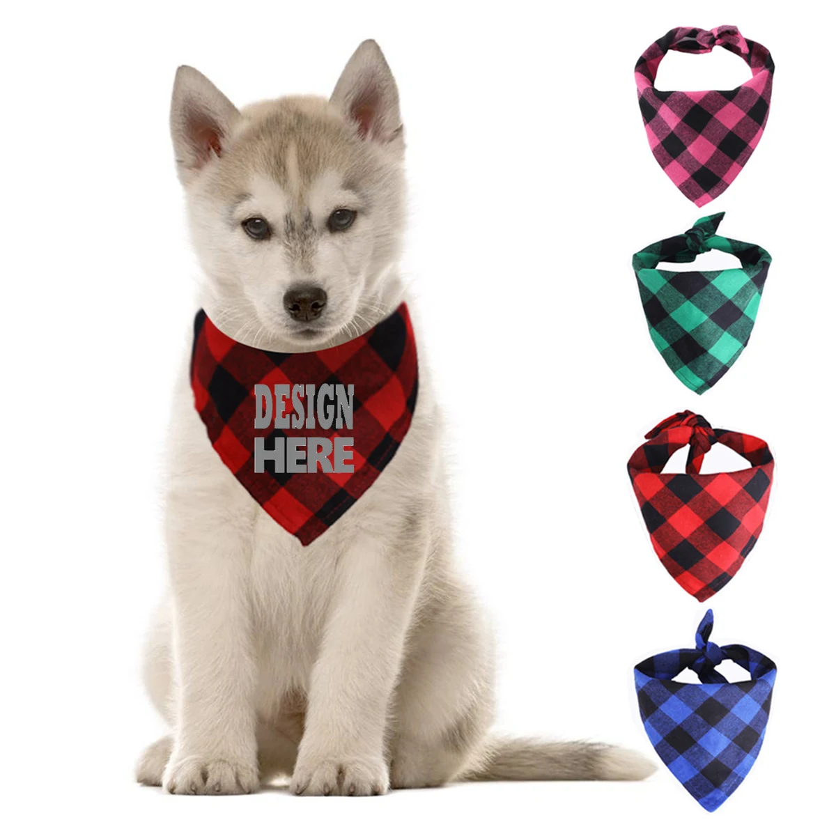 Cotton Plaid Dog Bandana Bib Scarf 1