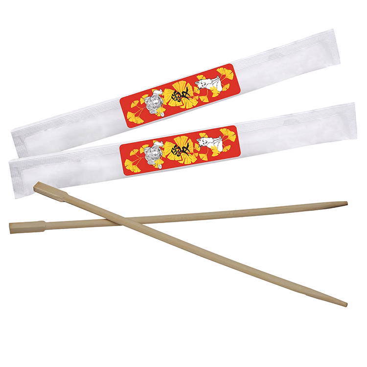 9" Bamboo Chopsticks in Sealed Paper Sleeve w/Full Color Label