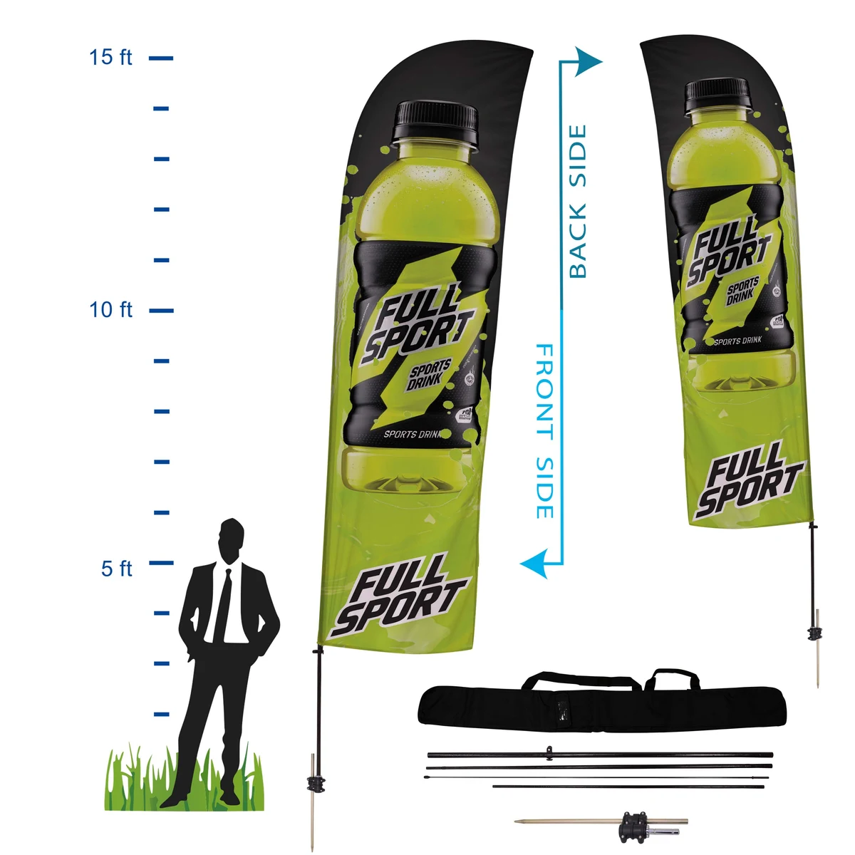 15 ft. Straight Advertising Flag Kit 6 (Double Sided) 1
