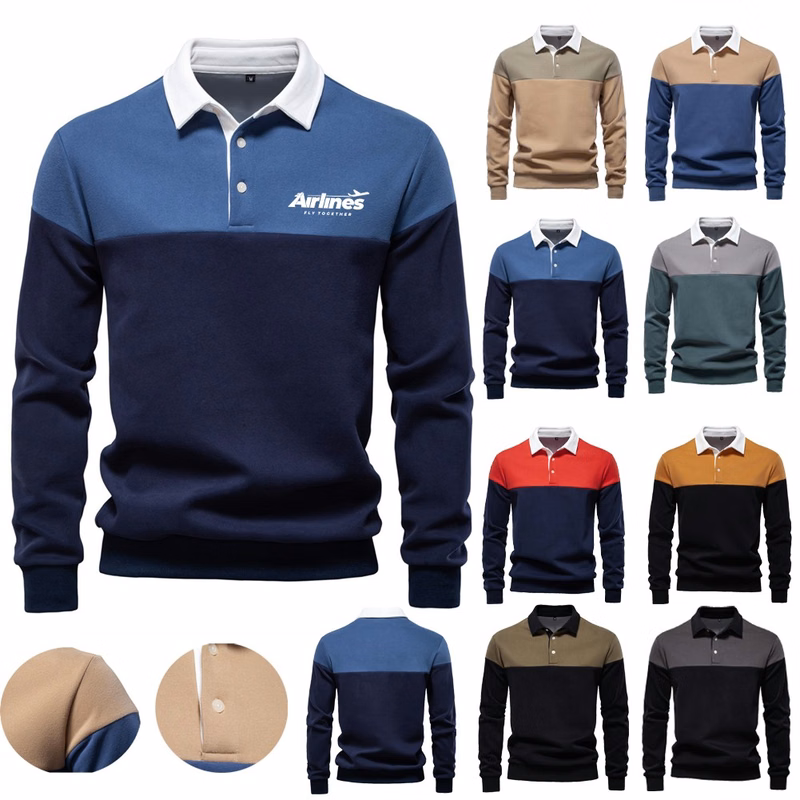 Mens Long Sleeve Polo Sweatshirts
