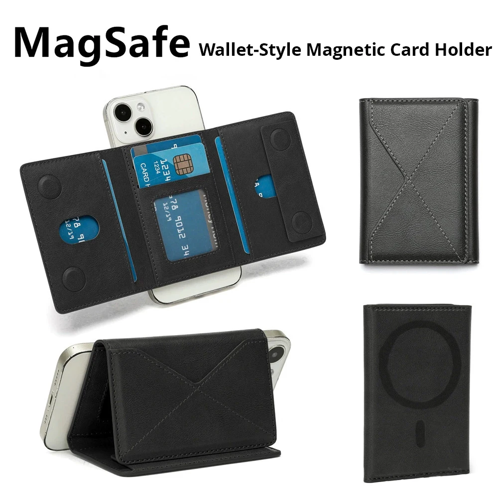 Magnetic Three-Fold Phone Wallet Stand 1