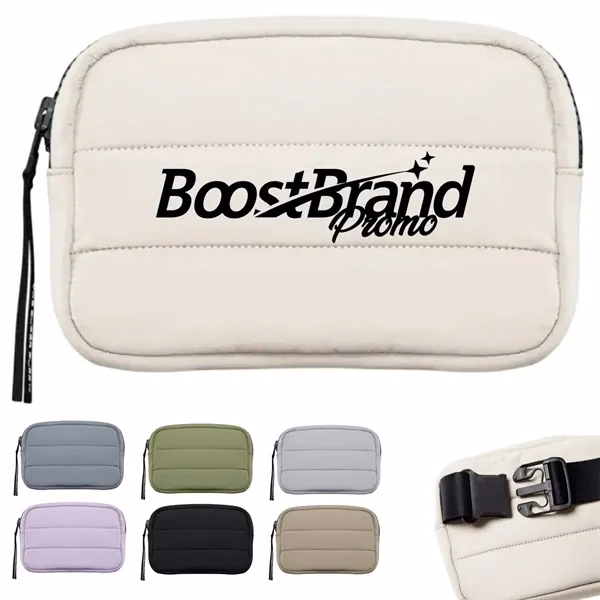 Custom Padded Quilted Waist Bag with Adjustable Strap — Corporate Travel Giveaway