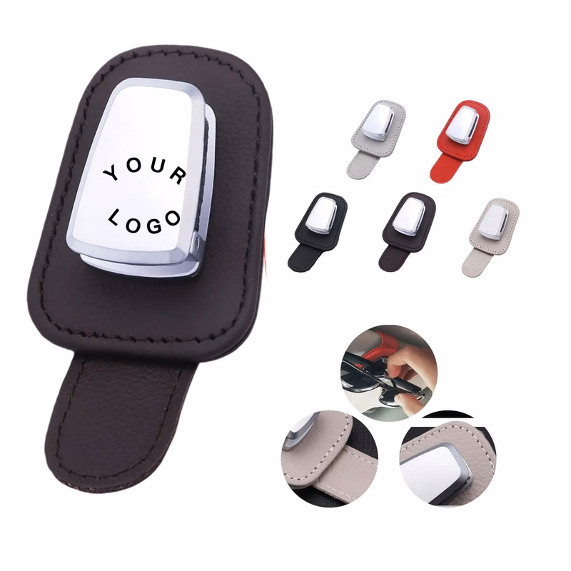 Durable Leather Sunglasses Clip for Car Interior