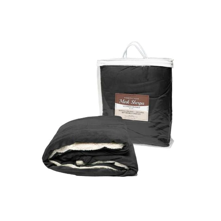 "50x60" Micro Mink Sherpa Blanket - Black 1