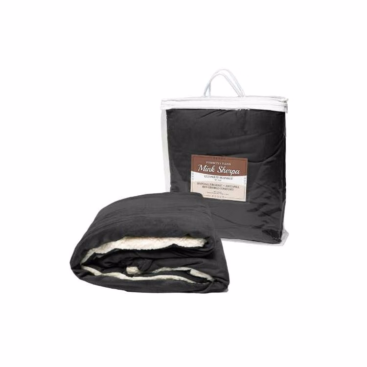"50x60" Micro Mink Sherpa Blanket - Black