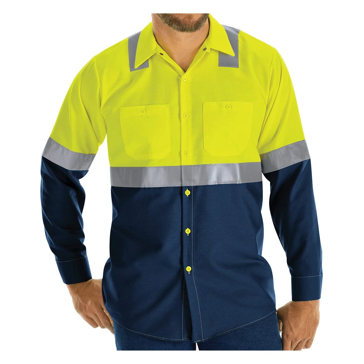Men's Enhanced & Hi-Visibility Long Sleeve Work Shirt - SY14 1