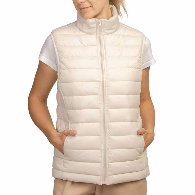 Sofra Women's Puff Vests Oat Medium
