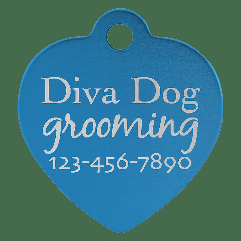 1" x 1" Blue Anodized Aluminum Heart Pet Tag