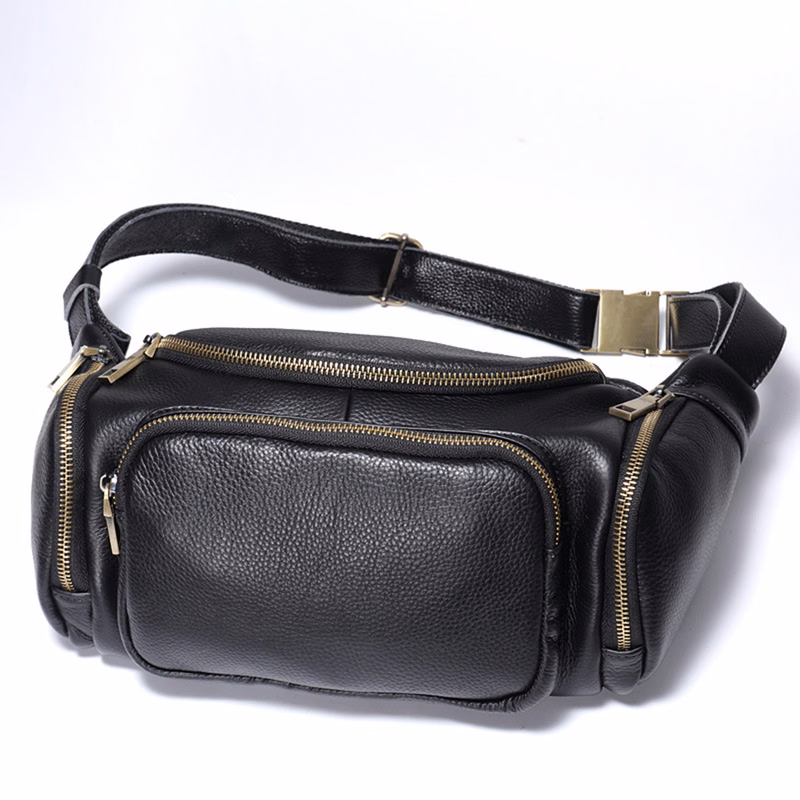 Leather Waterproof Fanny Pack With Hip Belt