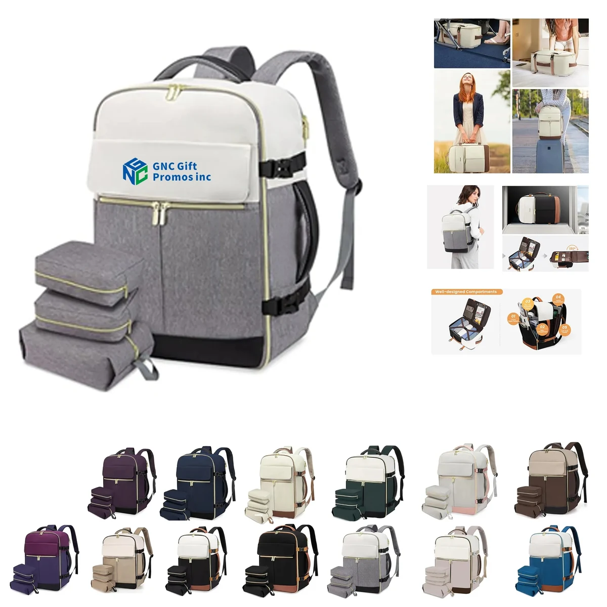 Large Travel Backpack with Three Cube Set 1