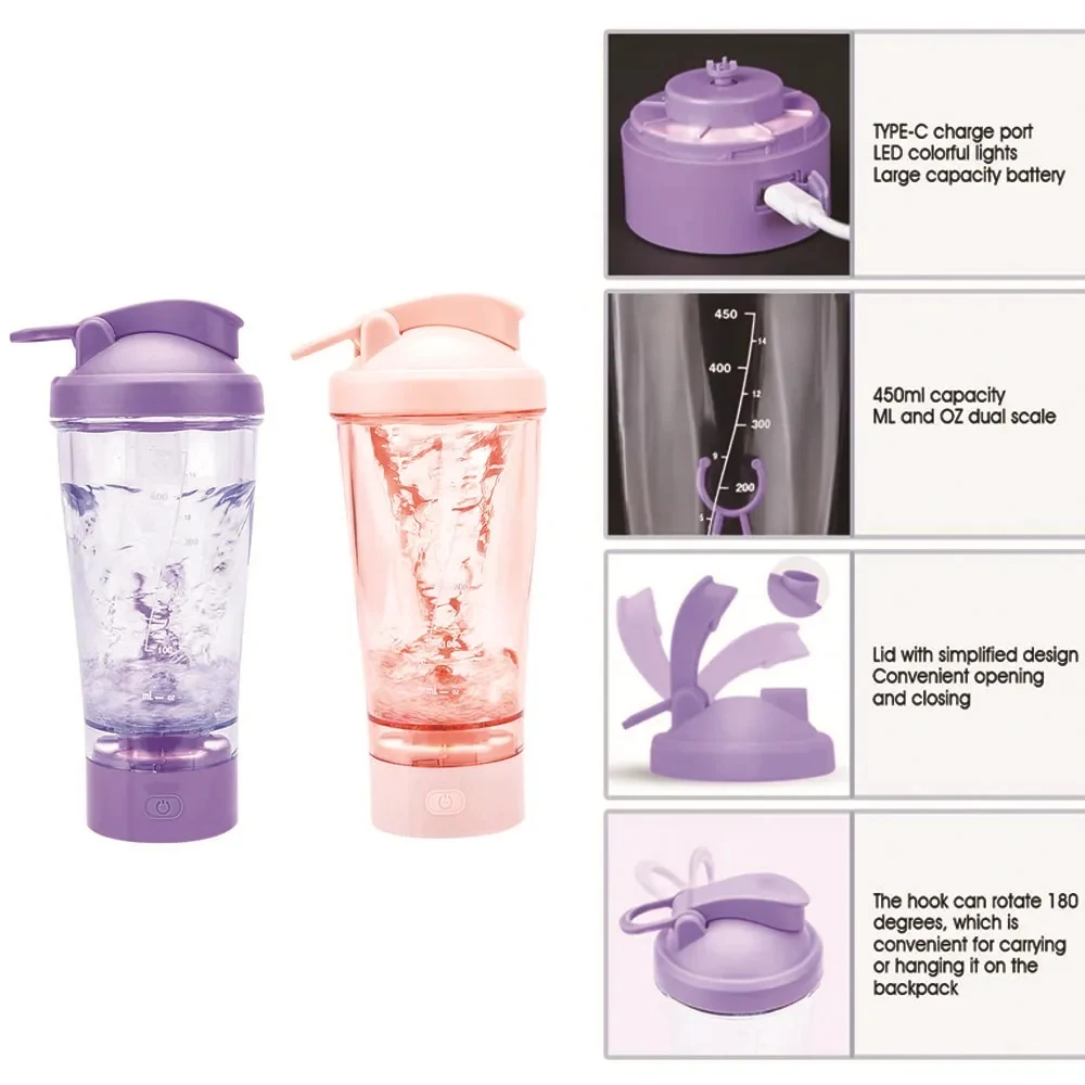 16oz Rechargeable Protein Shaker Bottle with Light 1