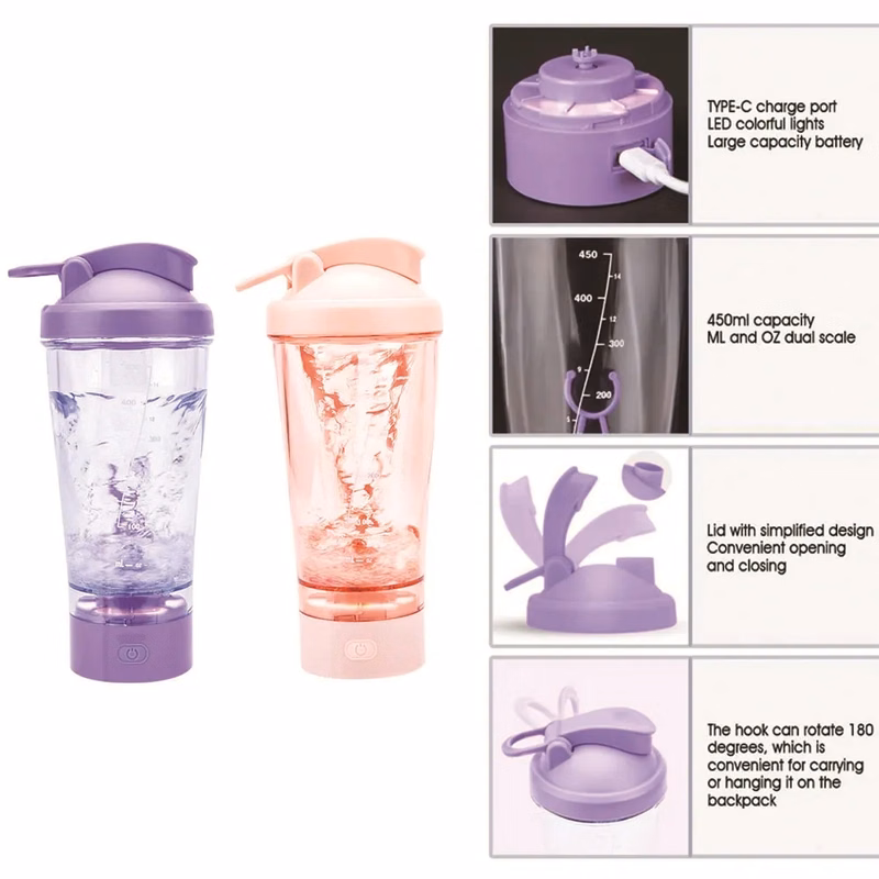 16oz Rechargeable Protein Shaker Bottle with Light