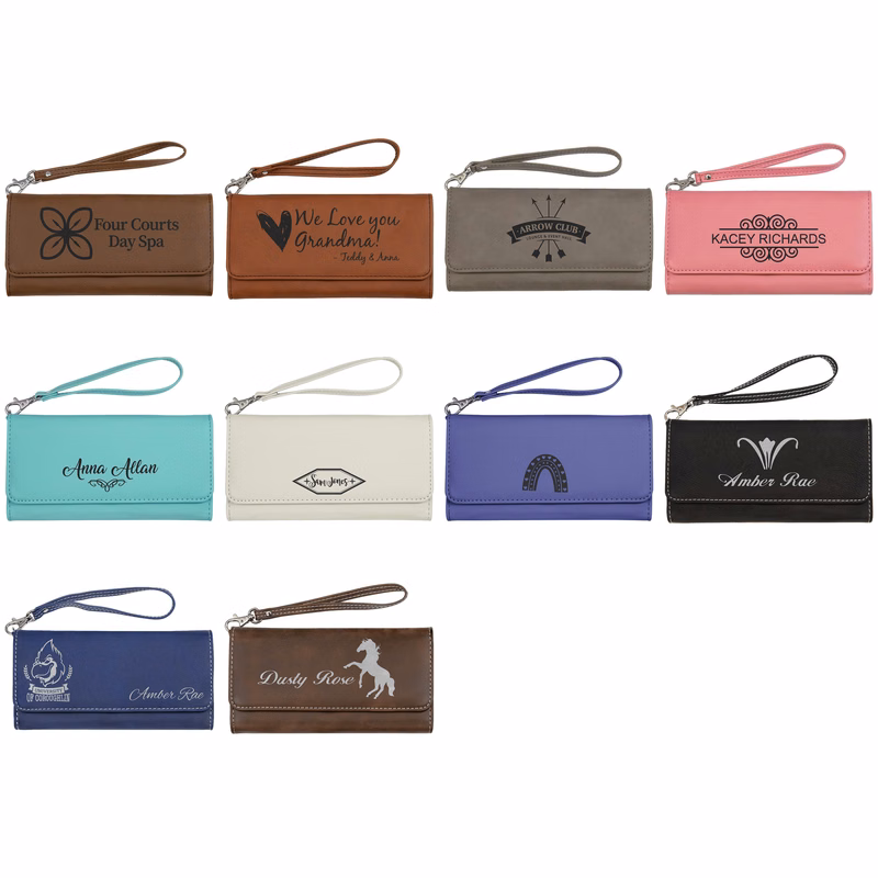 7 1/2" x 4" Leatherette Wallet with Strap