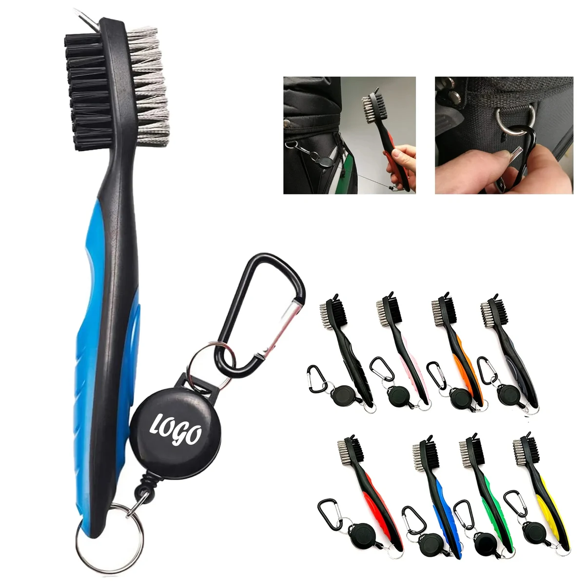 Golf Club Cleaning Brush With Retractable Keychain 1