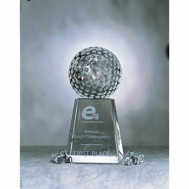 Crystal Golf Ball Award On Base (3"x3"x6")