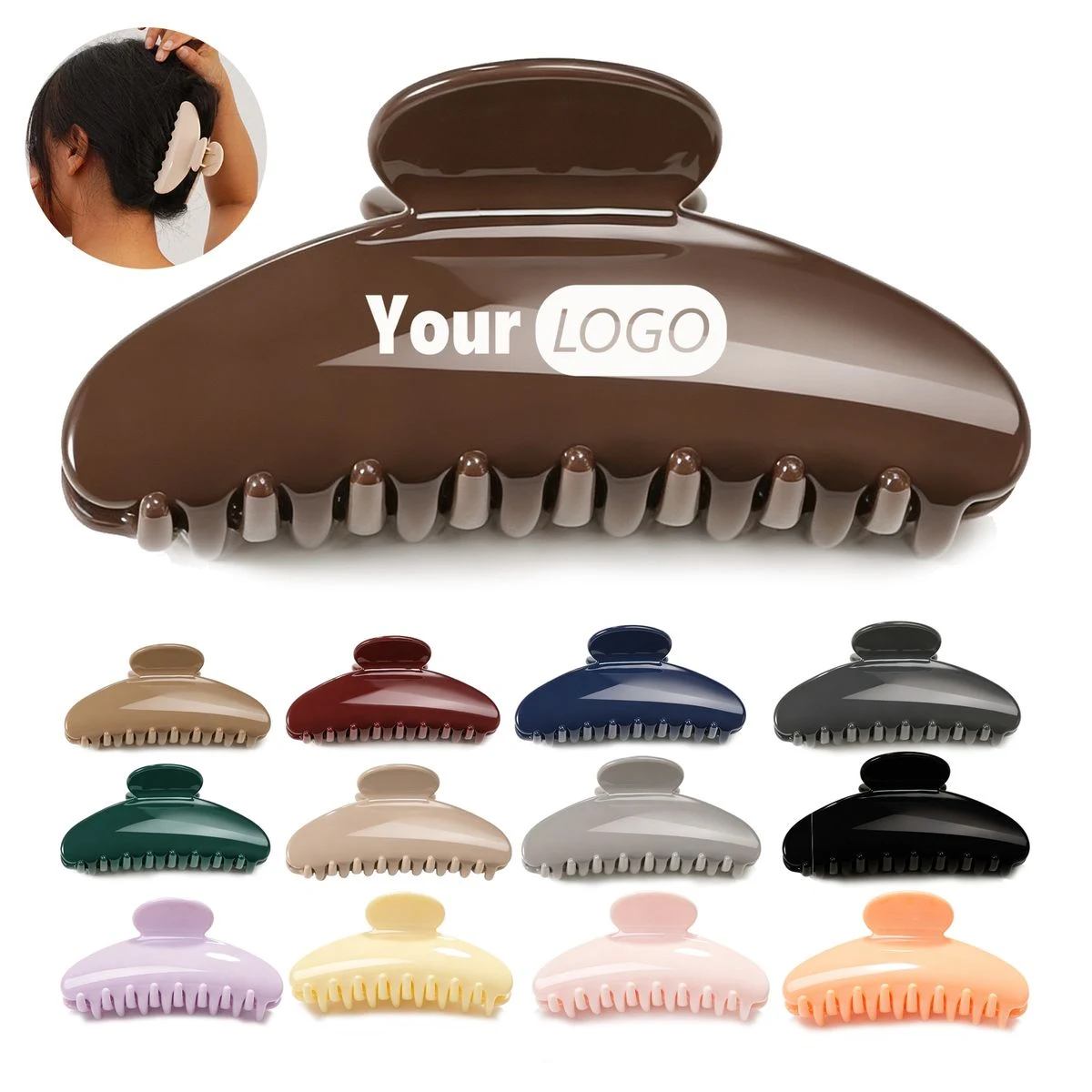 Smooth Plastic Hair Claw Clip With Sturdy Golden Spring 1