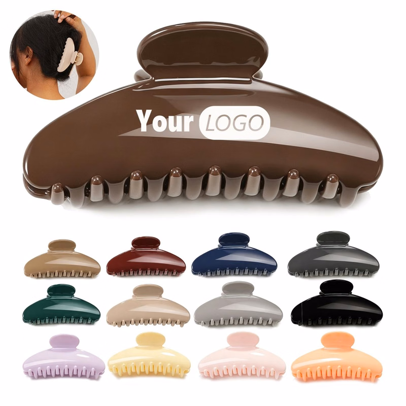 Smooth Plastic Hair Claw Clip With Sturdy Golden Spring