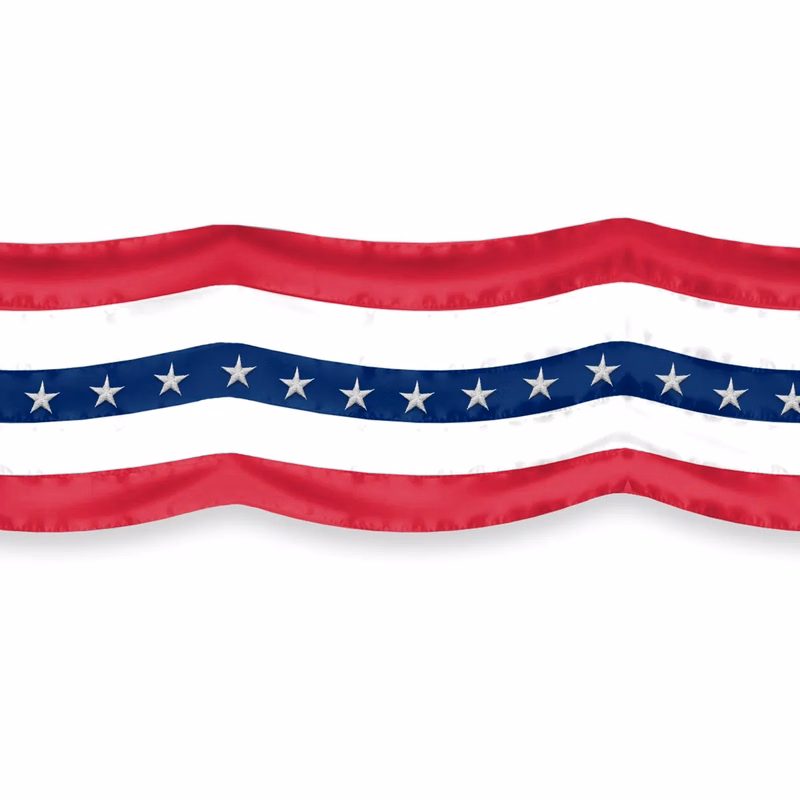 Embroidered Nylon USA 36" Wide Bunting 5 Stripes With Stars