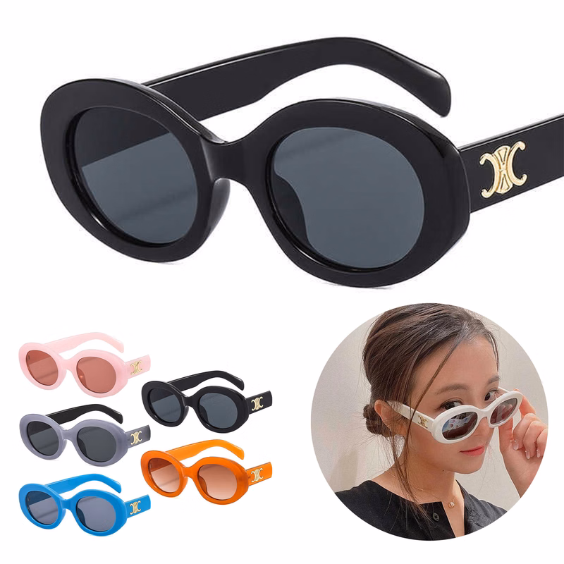French trend personality oval small frame sunglasses