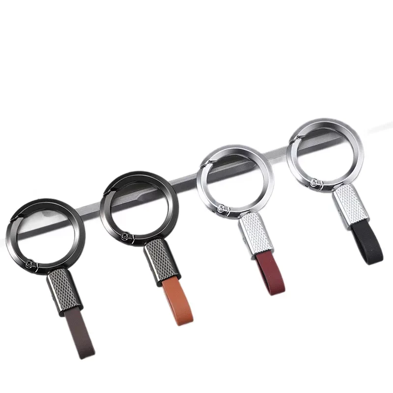 Custom Minimalist Zinc Alloy & Leather Waist Keychain for Men 1