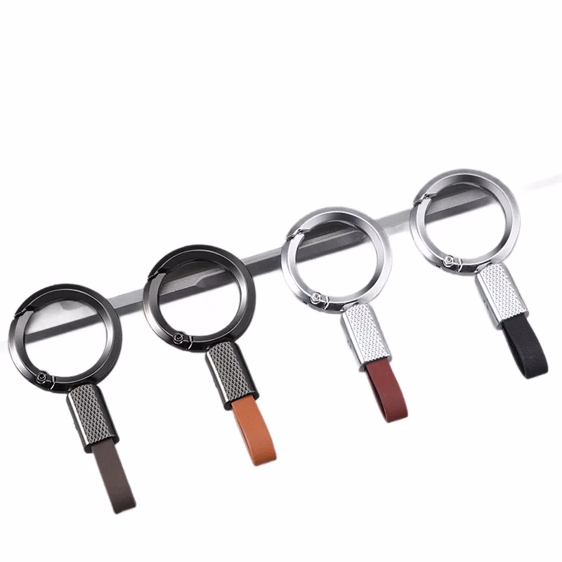 Custom Minimalist Zinc Alloy & Leather Waist Keychain for Men