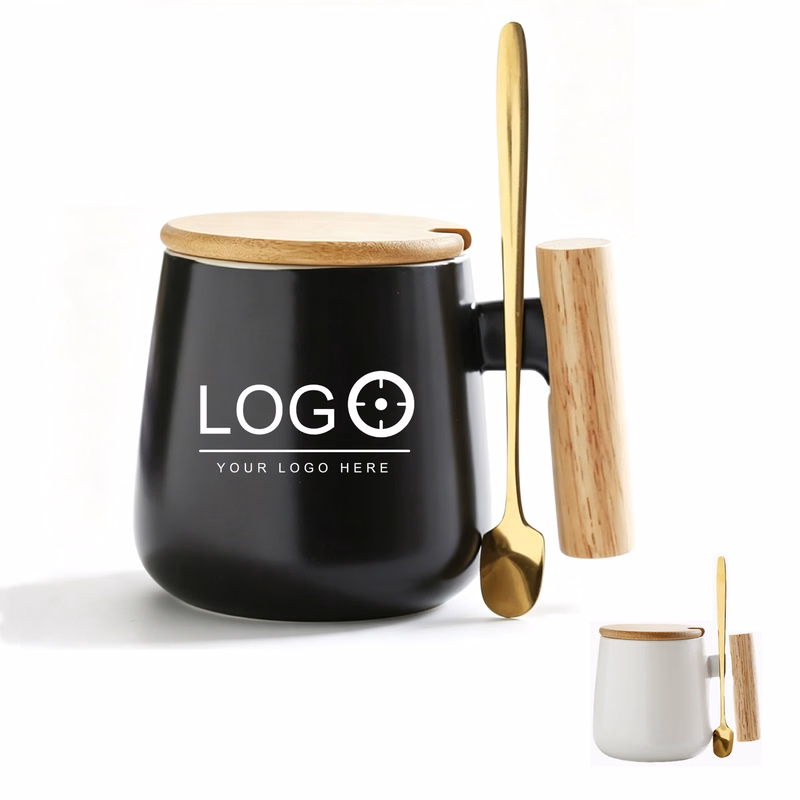 12 oz Ceramic Mug with Wooden Handle