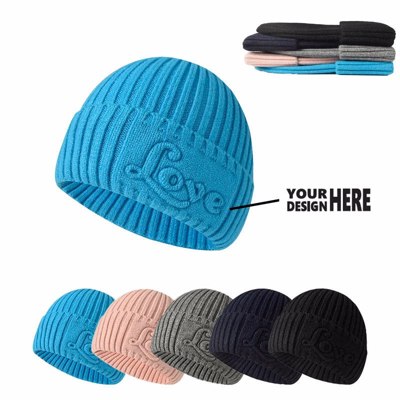 Embossed Fashion Knit Hat MOQ 50pcs