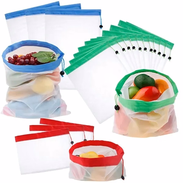 Reusable Polyester Vegetables Fruit Mesh Produce Bag Size M