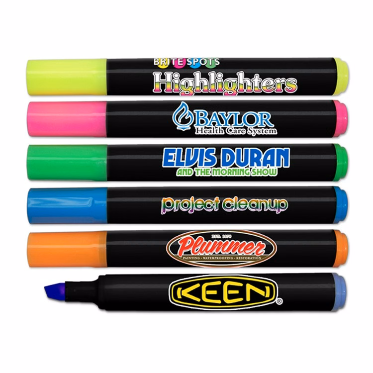 Brite Spots Black Barrel Jumbo Highlighter with Full Color Decal - USA Union Made