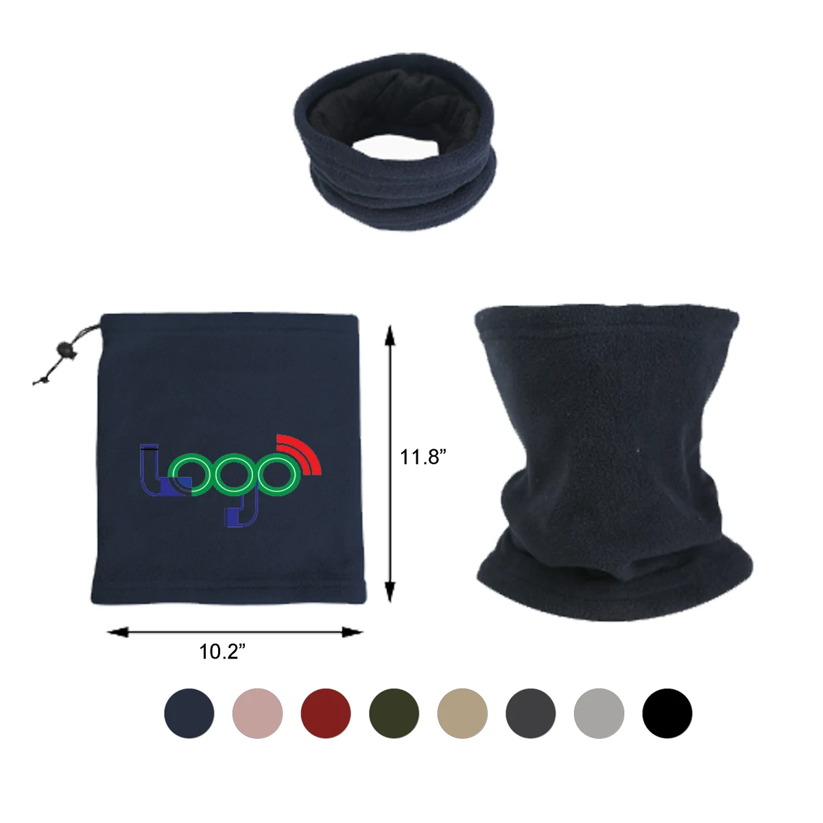 Double-Layer Fleece Neck Gaiter with Drawstring 1