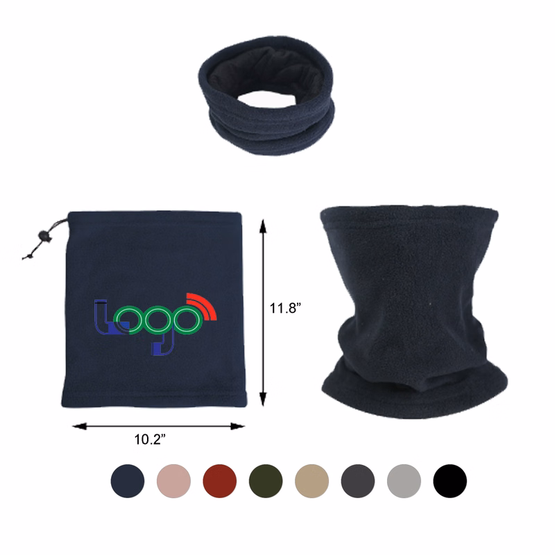 Double-Layer Fleece Neck Gaiter with Drawstring