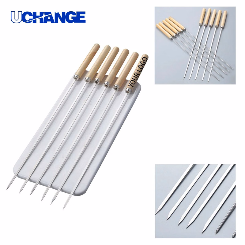 Flat Stainless Steel BBQ Skewer Tool