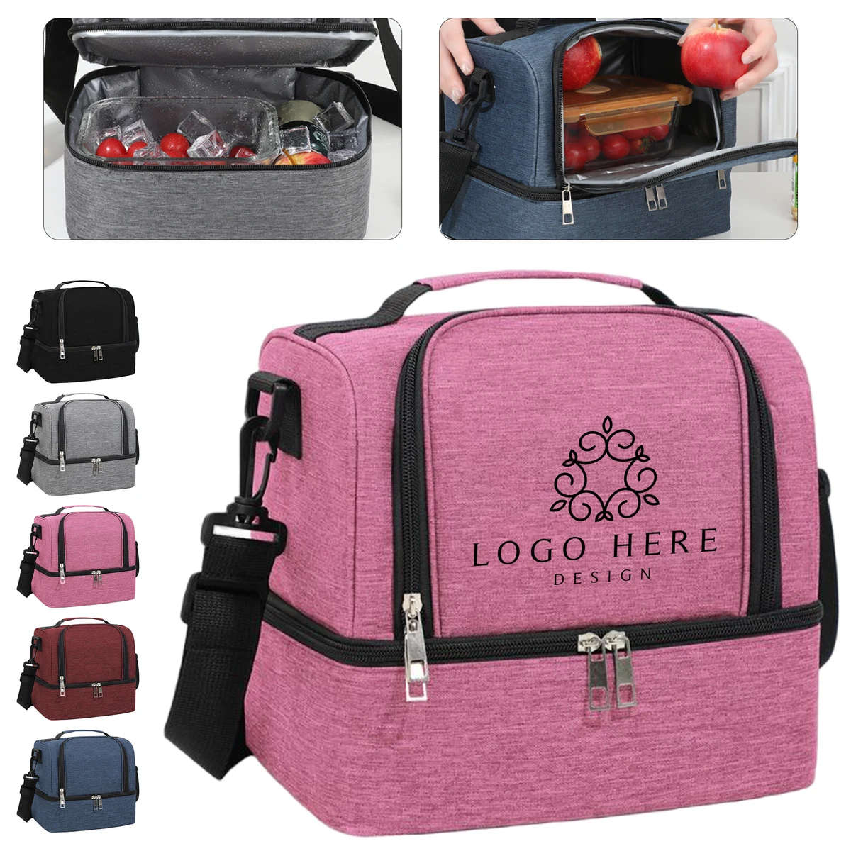 Dual Compartment Oxford Cloth Lunch Cooler Bag 1