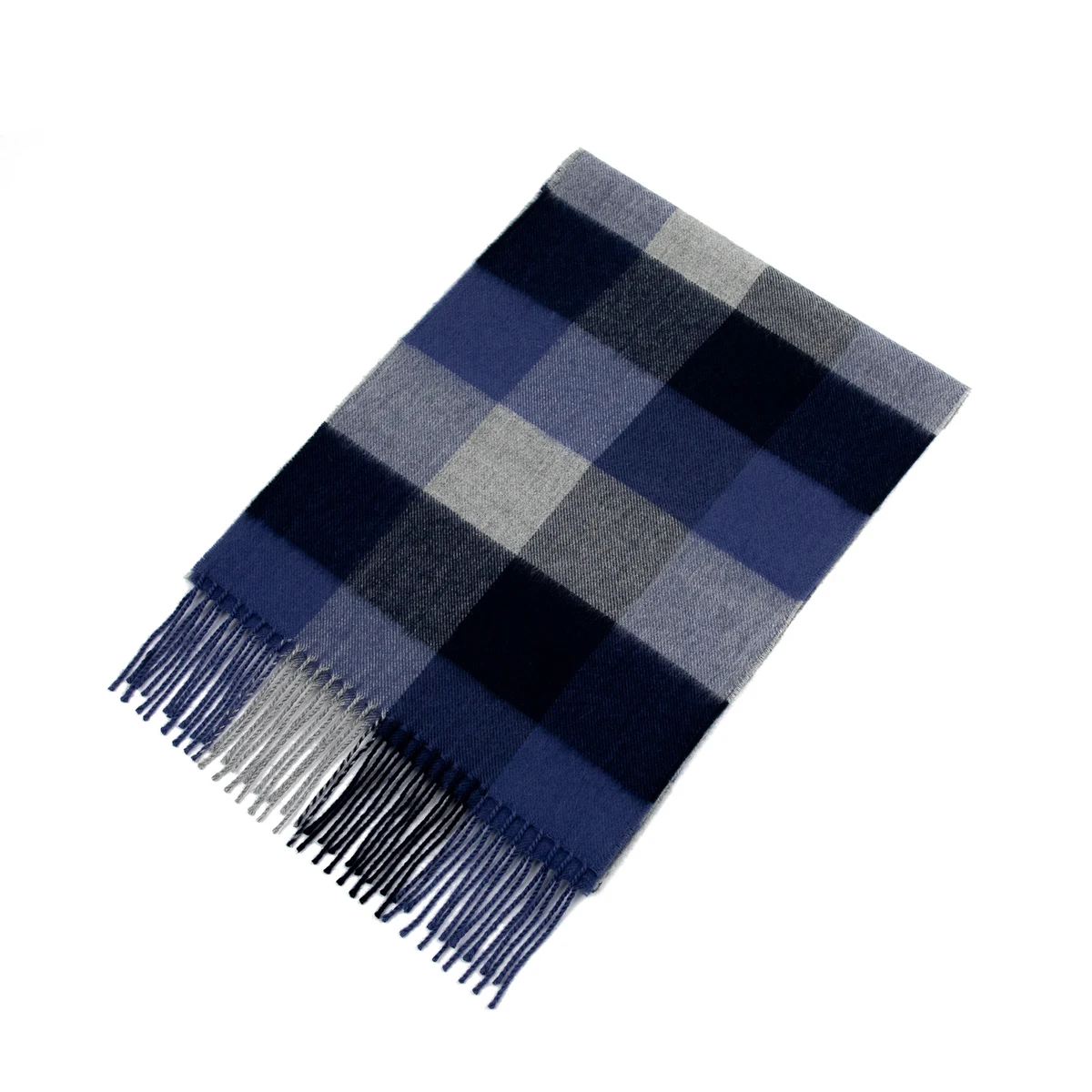 Blue Plaid Alpaca Blend Scarf 1
