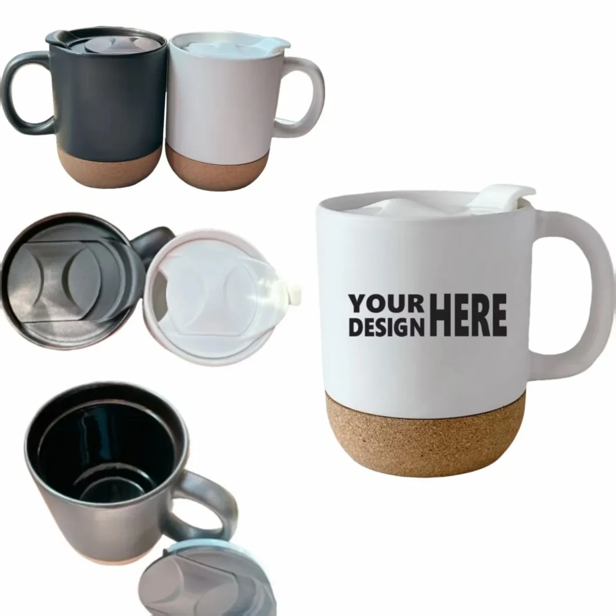 Cork Ceramic Mug, DIY Heat Transfer, Lid, High Temp 1
