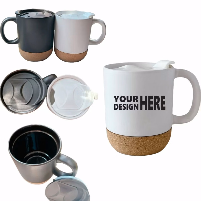 Cork Ceramic Mug, DIY Heat Transfer, Lid, High Temp