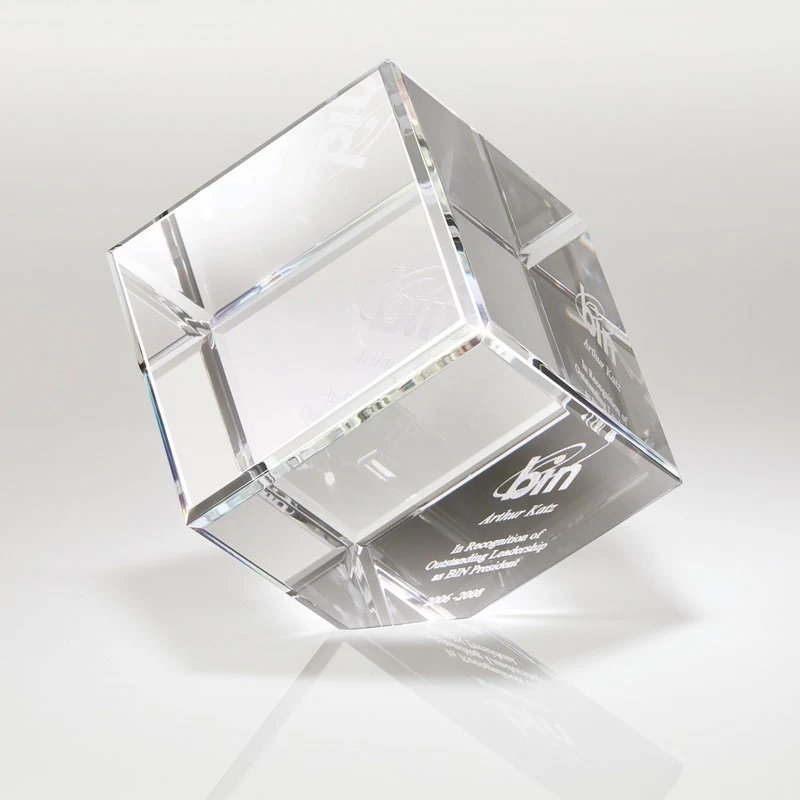 Canto II Crystal Corner Block, custom award with logo imprint 1