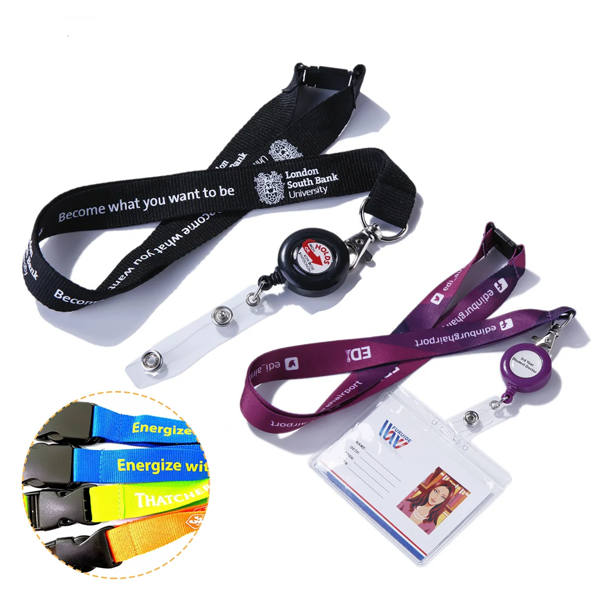 Polyester Badge Reel Lanyard Combo w/ Safety Breakaway 1